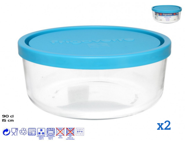 FIAMBRERA CRISTAL REDONDA CON TAPA 15cm 2ud