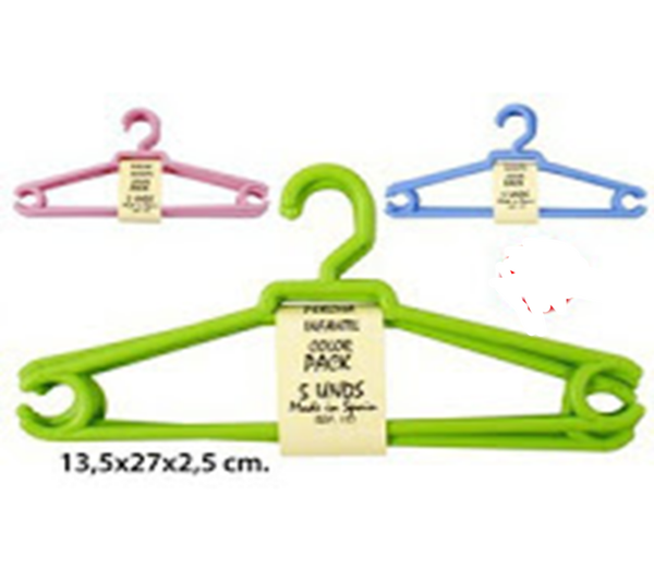PERCHA ROPA INFANTIL PLASTICO 6ud