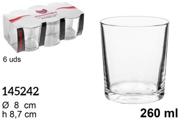 VASOS CRISTAL PACK6 MARBELLA 260ml
