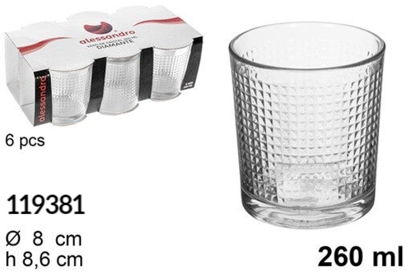VASOS CRISTAL PACK6 DIAMANTE 260ml
