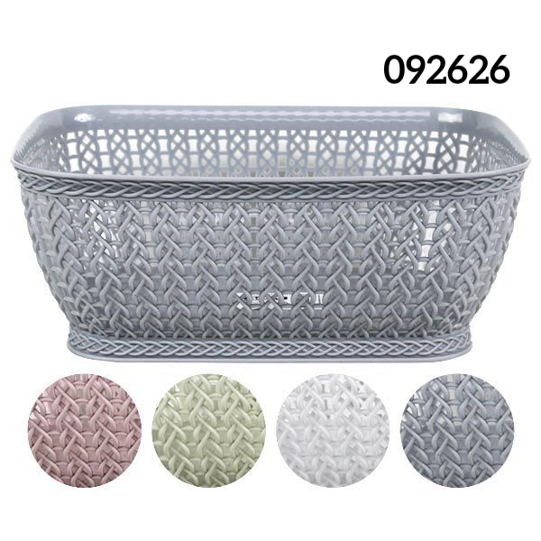 CESTA PLASTICO RATTAN ALARGADA 4SURTIDAS
