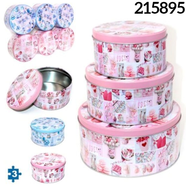 CAJAS METAL REDONDAS SET3 2SURTIDAS