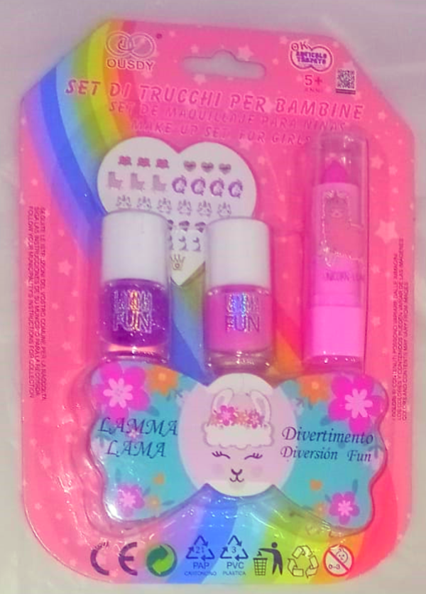 LACA UÑAS 2pz+PEGATINAS+BARRA LABIOS OUSDY