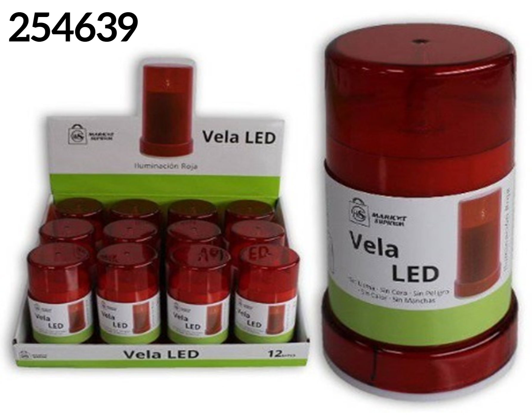 VELA LED CUPULA ROJA 11cm (12)