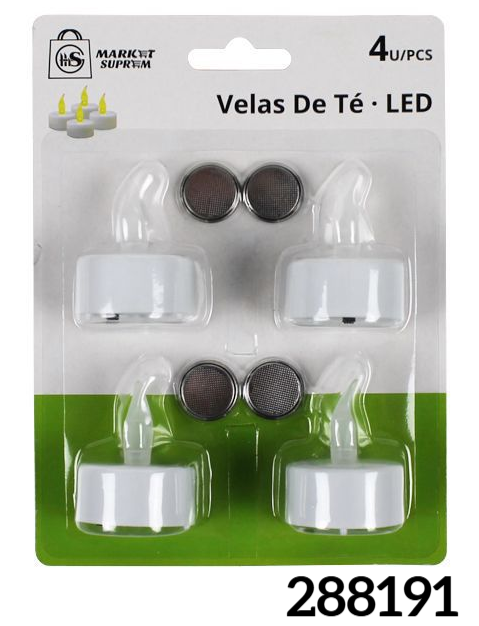 VELAS DE TE LED+PILAS 4ud BLISTER
