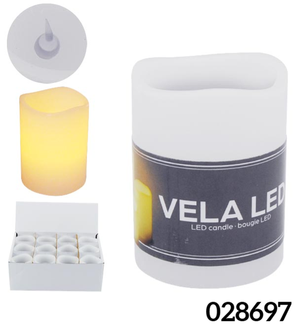 VELA LED BLANCA 2xAAA 7,5x7,5cm