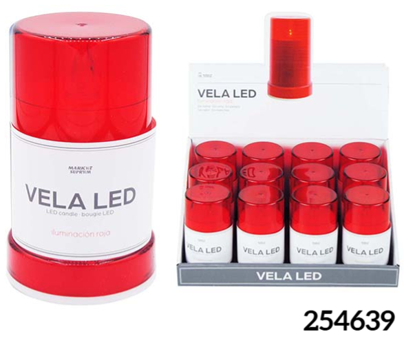 VELA LED CUPULA ROJA 11cm (12)