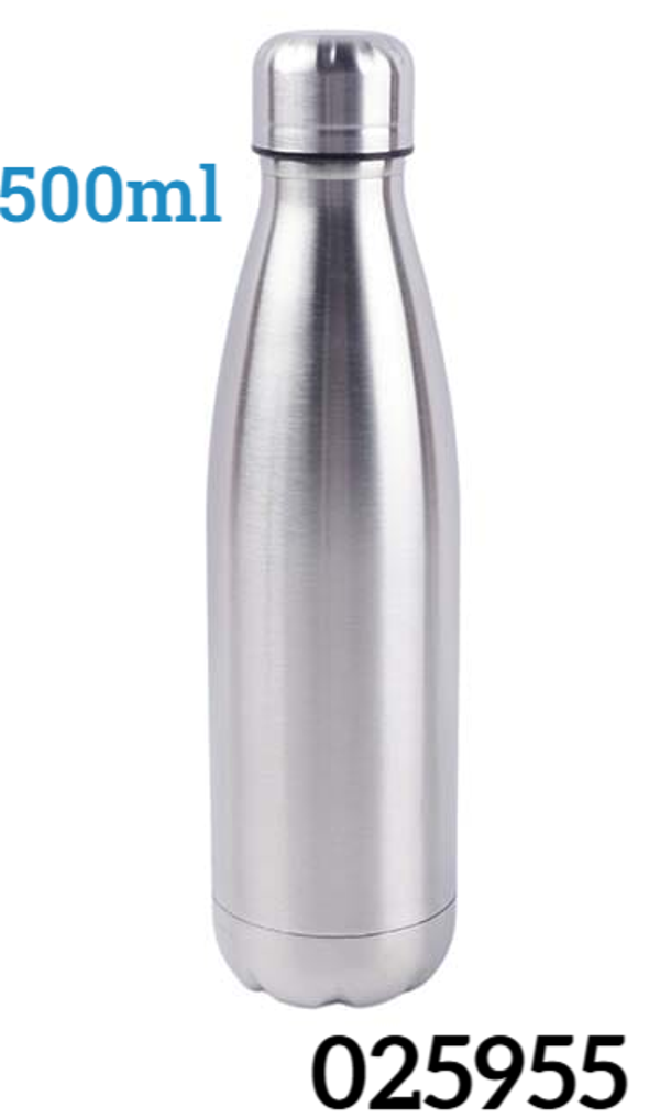 BOTELLA TERMO INOX. PLATEADA 500ml