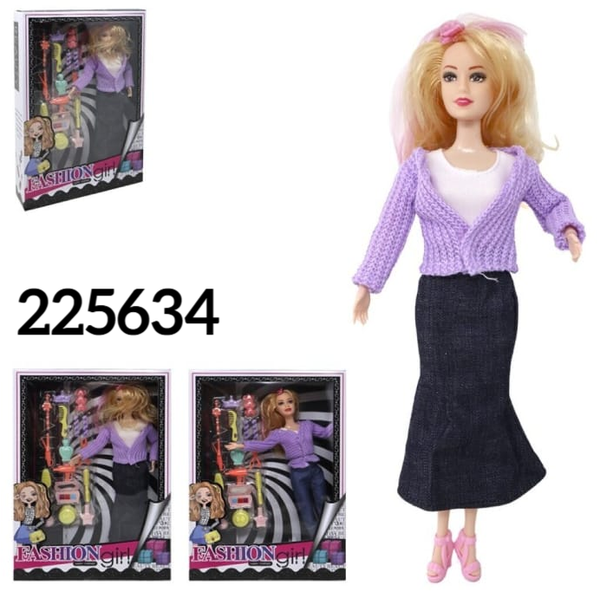 MUÑECA FASHION GIRL ACCESORIOS CAJA 22x32cm