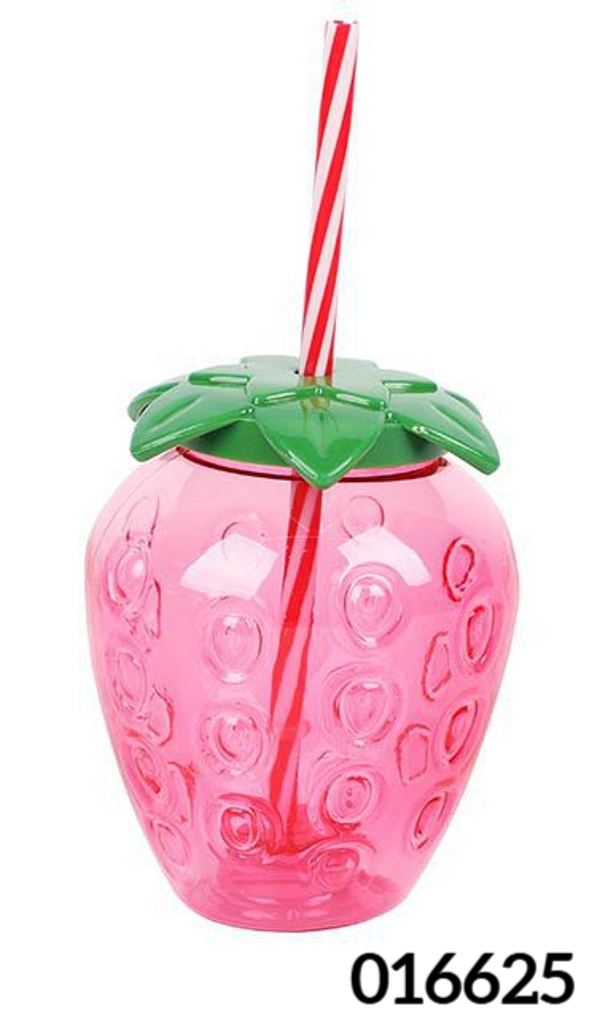 VASO PLASTICO PAJITA FRESA 500ml