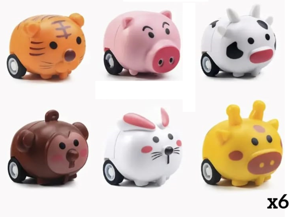 COCHES MINI FRICCION ANIMALES 6ud BOLSA