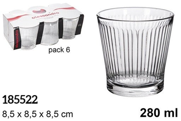 VASOS CRISTAL PACK6 RAYAS 280ml