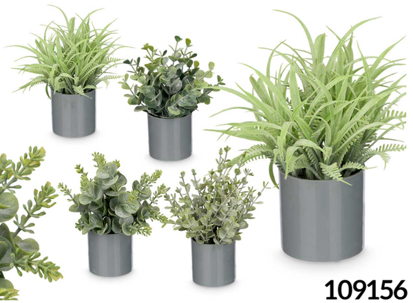 MACETA ARTIFICIAL HOJAS VERDES 18cm