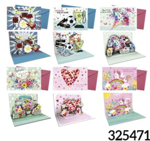 TARJETA FELICITACION 3D FRASES 12x17cm (24)