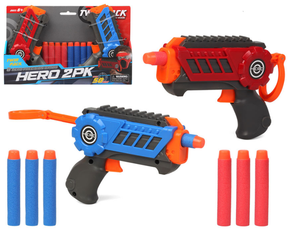 PISTOLA LANZA BALAS ESPUMA 2pz CAJA
