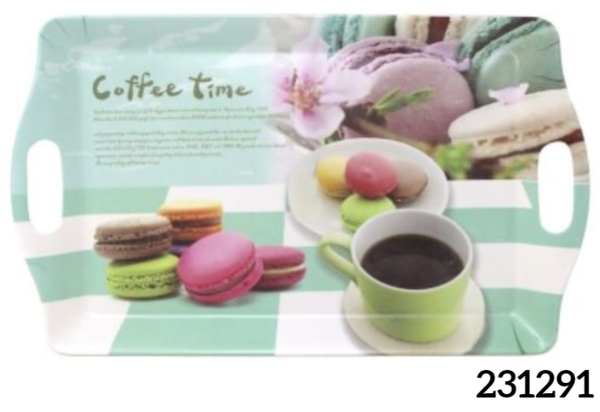BANDEJA PLASTICO ASAS COFFEE TIME 37x23cm