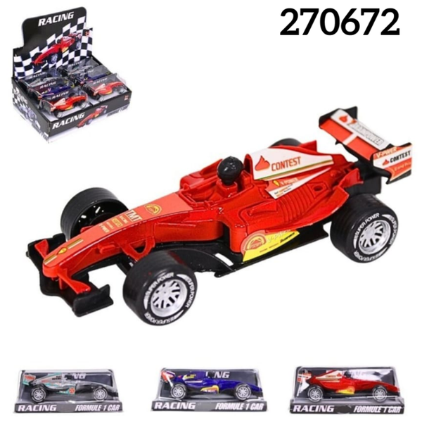 COCHE FORMULA 1 PLASTICO CAJA 15x6cm