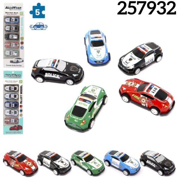 COCHES ALLOY CAR POLICIA 5ud CAJA 10x31cm
