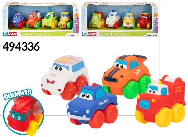 VEHICULOS BLANDITOS 4ud CAJA 26x11cm
