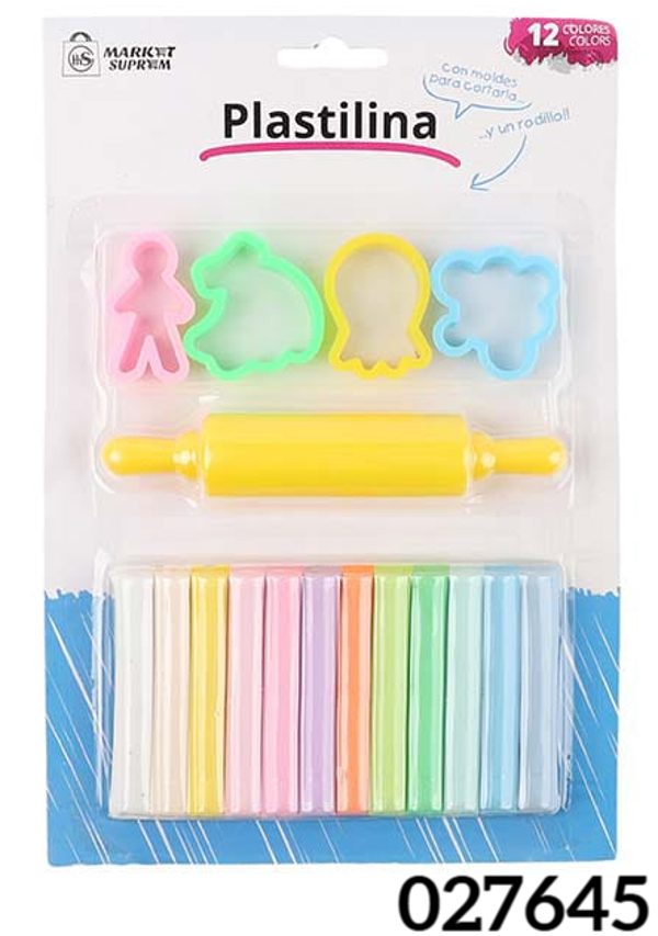 PLASTILINA 12BARRITAS+MOLDES PASTEL BLISTER