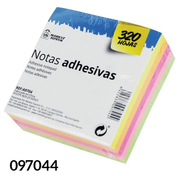 TACO NOTAS ADHESIVAS COLORES 320ud 75x75mm (6)