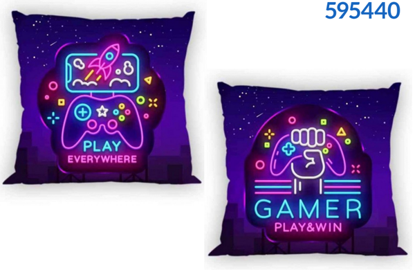 COJIN RELLENO GAMER NEON 40x40cm