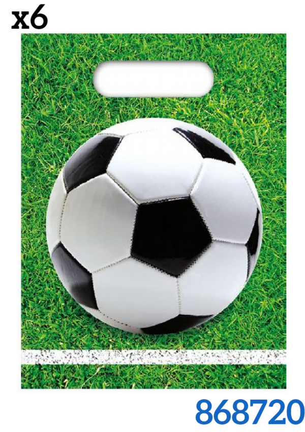 BOLSA REGALO PP FUTBOL CESPED 18x26cm 6ud