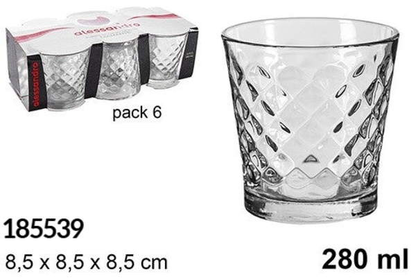 VASOS CRISTAL PACK6 DIAMANTE 280ml
