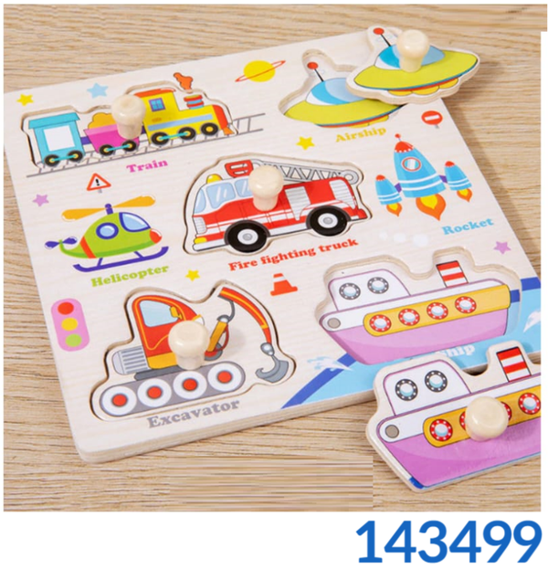 PUZZLE MADERA AGARRADOR VEHICULOS 15x15cm