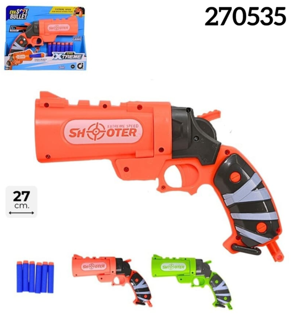 PISTOLA LANZA BALAS FOAM CAJA 27x18cm