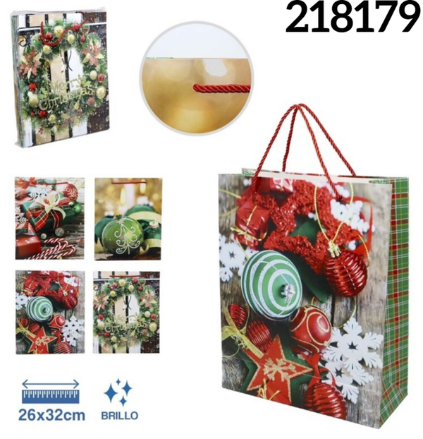 BOLSA REGALO BRILLO NAVIDAD 26x32cm (12)