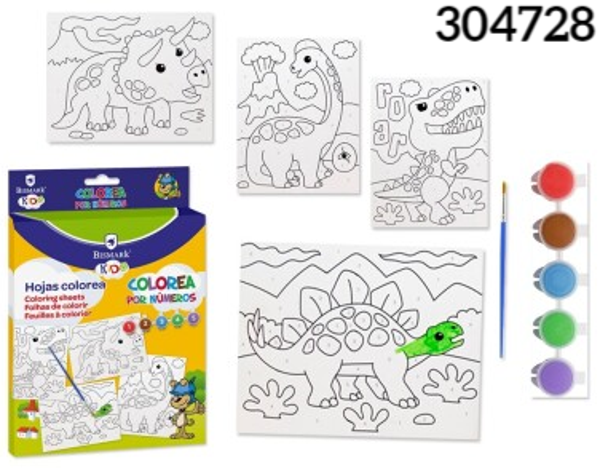 HOJAS COLOREA POR NUMEROS+PINTURAS BISMARK