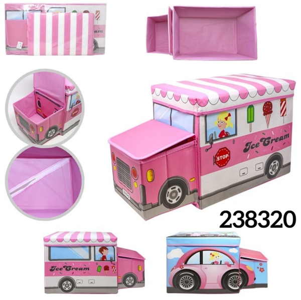 CAJA ALMACENAMIENTO PLEGABLE ROSA 56x26x32cm