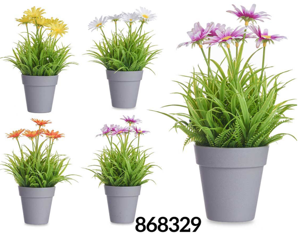 MACETA ARTIFICIAL MARGARITAS 21cm