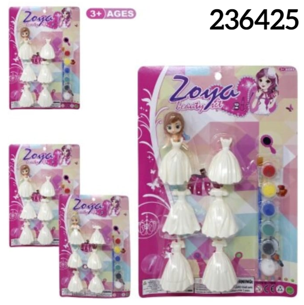 MUÑECA 6VESTIDOS+PINTURAS BLISTER