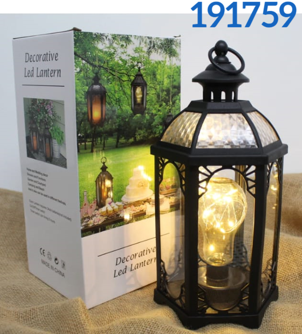 FAROL HEXAGONAL NEGRO BOMBILLA LED 35x16cm