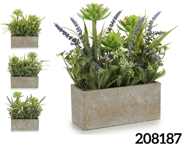 JARDINERA ARTIFICIAL HOJAS VERDES 23x17cm