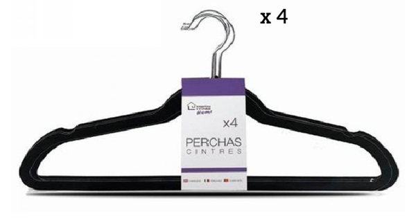 PERCHA ROPA ADULTO TERCIOPELO 4ud