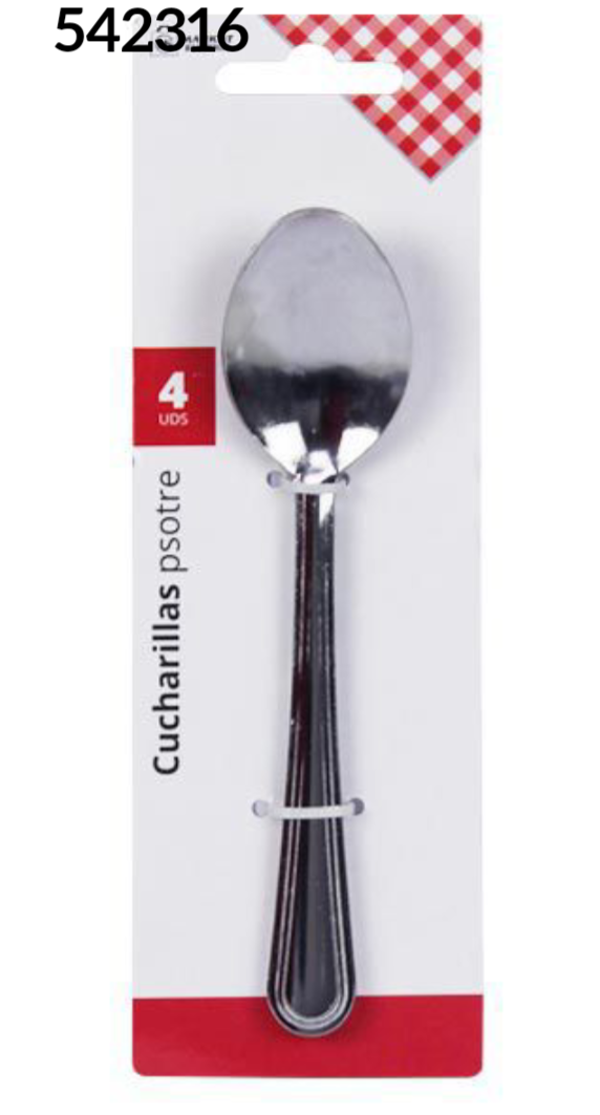 CUCHARA POSTRE INOX. 4ud BLISTER