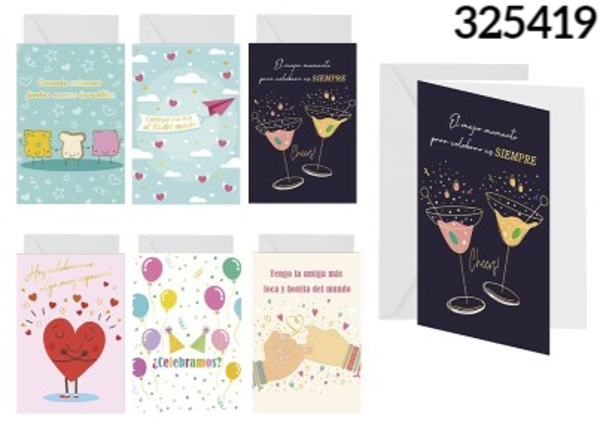 TARJETA FELICITACION+SOBRE FRASES 12x17cm (48)