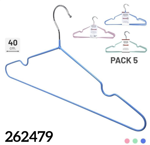 PERCHA ROPA METAL ANTIDESLIZANTE 5ud