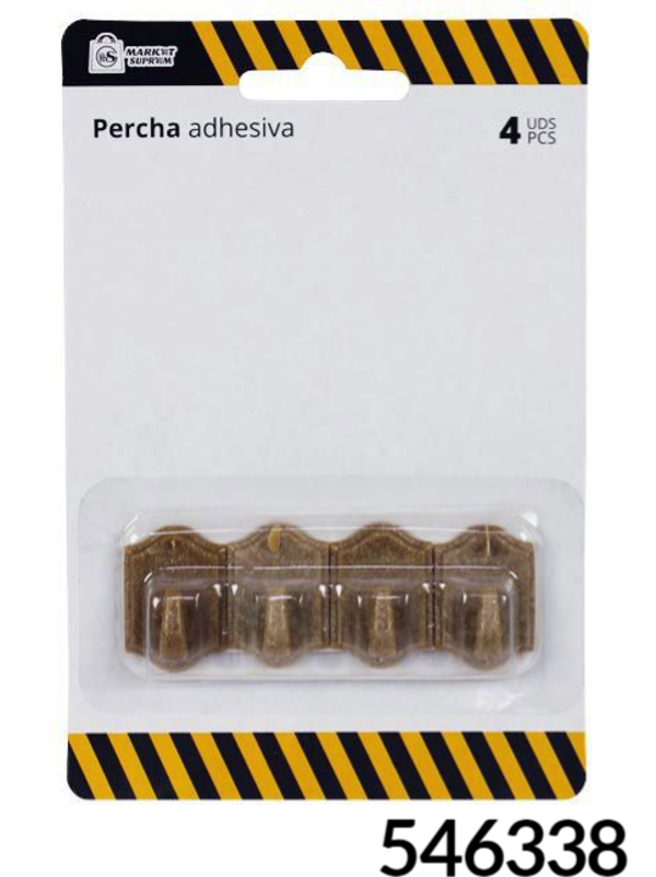 PERCHA ADHESIVA MARRON 4ud (12)
