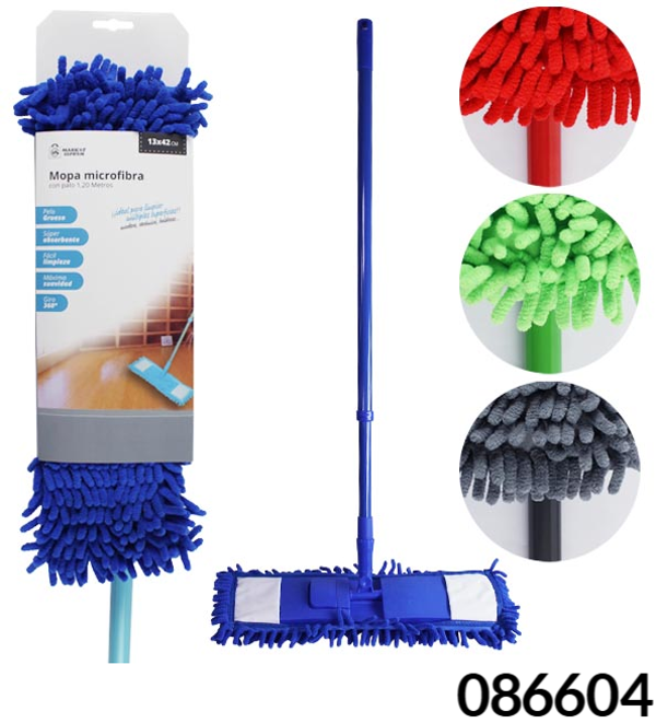 MOPA MICROFIBRA PELO GRUESO 13x42cm CON PALO 1,2m