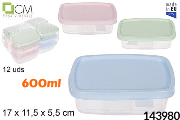 FIAMBRERA PLAST. RECT. 600ml (12)