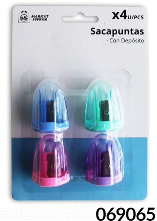 SACAPUNTAS DEPOSITO CONICO 4ud BLISTER