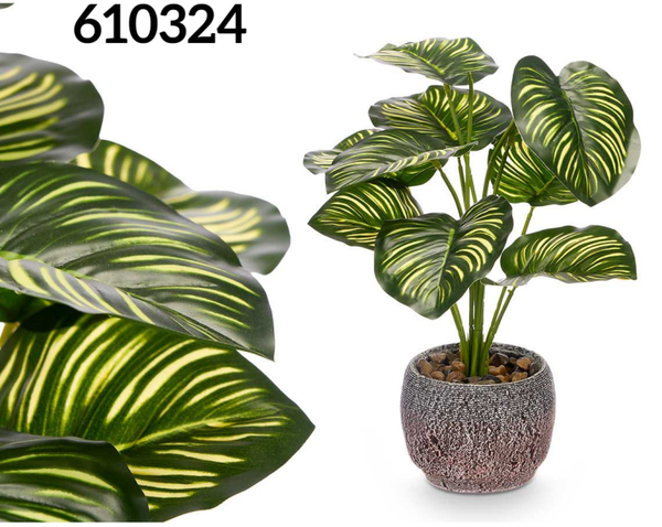 MACETA ARTIFICIAL HOJA BICOLOR 37x19cm