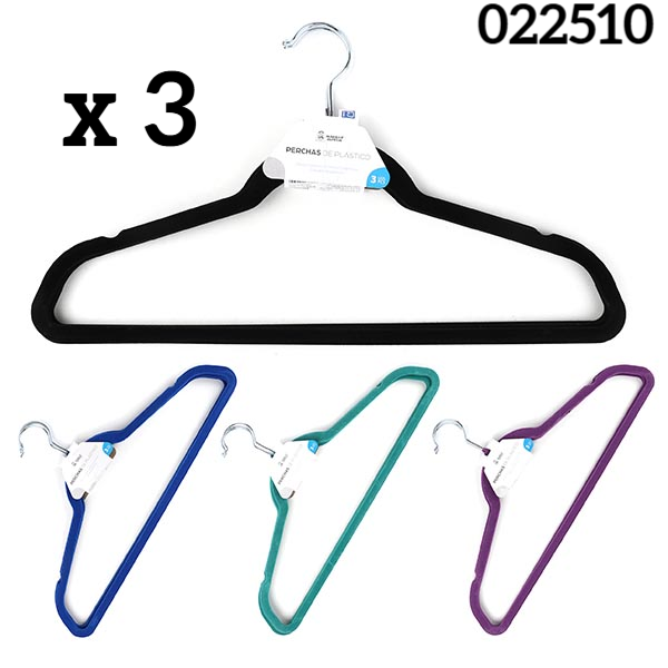 PERCHA ROPA ADULTOS TERCIOPELO 3ud