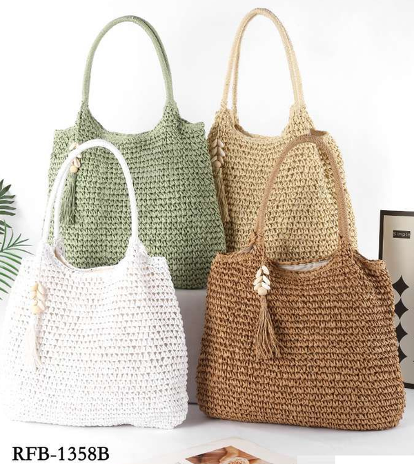 BOLSO PLAYA RATTAN BORLA 50x39cm