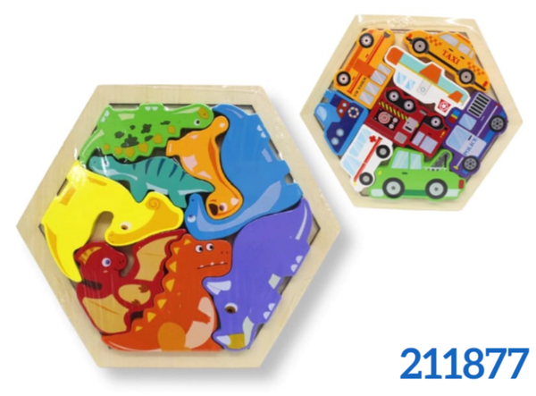 ROMPECABEZAS MADERA ANIMALES/VEHICULOS 16x14cm