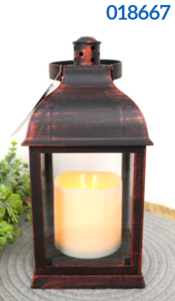FAROL PLASTICO VELA LED COBRE 25x10cm